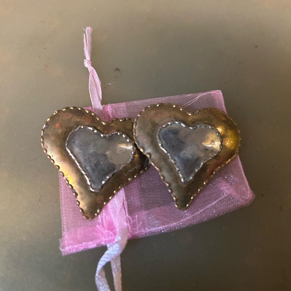 Tailor Vintage Gold and Silver Heart Earrings